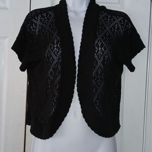 NY Collection cropped shrug  black open front cardigan Sz XL